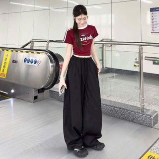Quần Ống Rộng Chất Dù Nhăn Trơn Lưng Thun Cạp Cao Có 3 màu Mẫu Mới Thời Trang Nữ