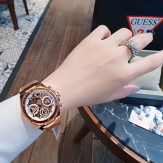 ĐỒNG HỒ NỮ CAO CẤP GUEZ DÂY CAO SU NIỀNG NHỰA TRONG SUỐT