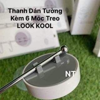 BỘ THANH DÁN TƯỜNG KÈM 6 MÓC TREO NHỰA LOOK KOOL