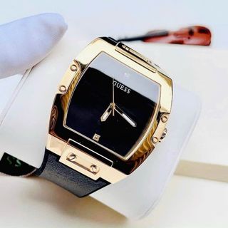 ĐỒNG HỒ NAM CAO CẤP GUEZ DÂY CAO SU BỌC DA ĐEN MẶT TRƠN