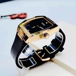 ĐỒNG HỒ NAM CAO CẤP GUEZ DÂY CAO SU BỌC DA ĐEN MẶT TRƠN