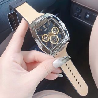 ĐỒNG HỒ NAM CAO CẤP GUEZ MẶT CHONOGRAP DÂY NÂU NHẠT