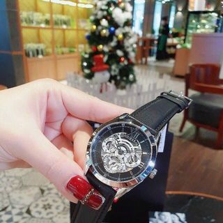 ĐỒNG HỒ NAM CAO CẤP GUEZ DÂY DA MẶT CHONOGRAP ĐEN