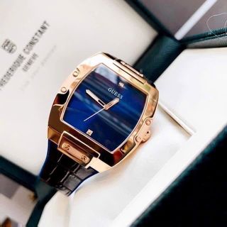 ĐỒNG HỒ NAM CAO CẤP GUEZ DÂY CAO SU BỌC DA NÂU MẶT TRƠN