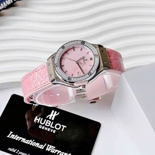 ĐỒNG HỒ NỮ CAO CẤP HUPLOT 1 VIỀN ĐÁ HỒNG PASTEL