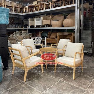 Sofa gổ nệm cafe giá rẻ sofa tay cong gổ cao su