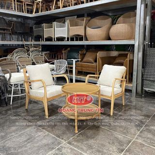 Sofa gổ nệm cafe giá rẻ sofa tay cong gổ cao su