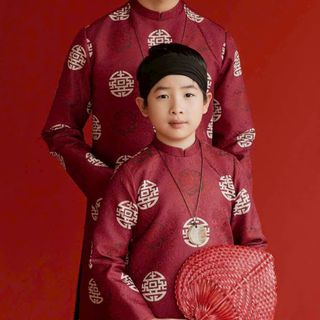 sỉ buôn áo dài cách tân thêu họa tiết- mẫu gia đình