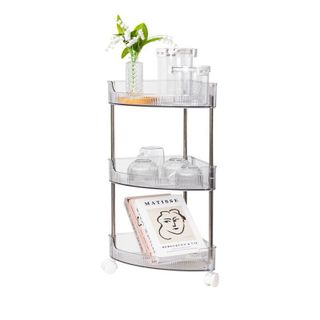 KỆ TAM GIÁC TRONG SUỐT 3 TẦNG HOKORI 5558 CÓ BÁNH XE