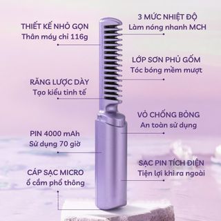 LƯỢC ĐIỆN CHẢI THẲNG TÓC MINI KHÔNG DÂY ĐA NĂNG