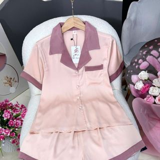 Bộ Pijama cổ nhọn trơn