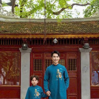 Sỉ buôn áo dài cách tân mẫu bố và bé trai  - Xưởng may áo dài trẻ em hoàng mai