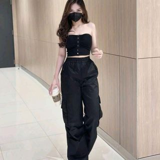 Quần kaki nữ túi hộp, phối lưng thun,có dây cột,ống rộng, hack dáng,tôn da,trẻ trung,năng động,mang đậm chất riêng (mã :HTB105)