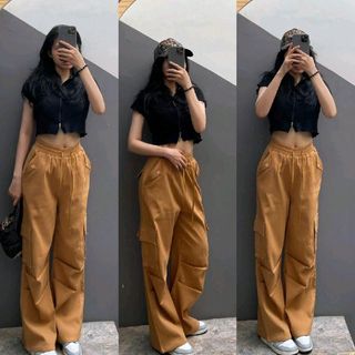 Quần kaki nữ túi hộp, phối lưng thun,có dây cột,ống rộng, hack dáng,tôn da,trẻ trung,năng động,mang đậm chất riêng (mã :HTB105)