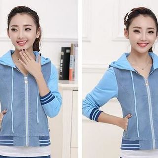 Áo Jean Có Nón Thun Phối Màu Sale 125.000đ