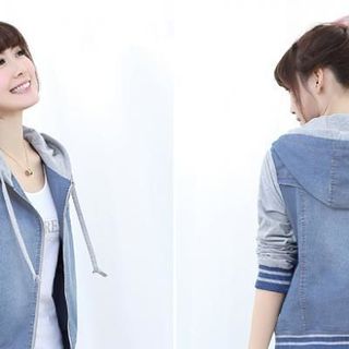 Áo Jean Có Nón Thun Phối Màu Sale 125.000đ