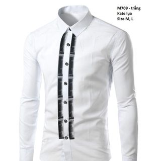 M709 - ÁO SƠ MI NAM SỌC DỌC TRẮNG ĐEN ( NẸP ÁO)