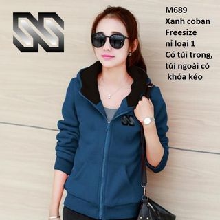 ÁO KHOÁC NỮ  m689 M689 - ÁO KHOÁC NỮ NỈ CÓ NÓN LOGO SS