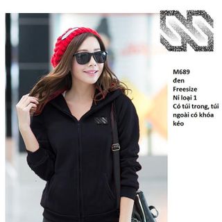 ÁO KHOÁC NỮ  m689 M689 - ÁO KHOÁC NỮ NỈ CÓ NÓN LOGO SS