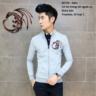 M728 - ÁO KHOÁC NAM CỔ ĐỨNG DRAGON ĐEN ĐỎ ( 37 - NGỰC TRÁI)