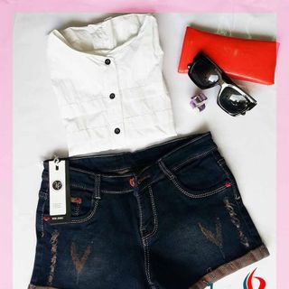 Quần jean short 2 da