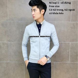 M711 - ÁO KHOÁC NAM CỔ ĐỨNG SỌC TRẮNG ĐEN NGANG NGỰC