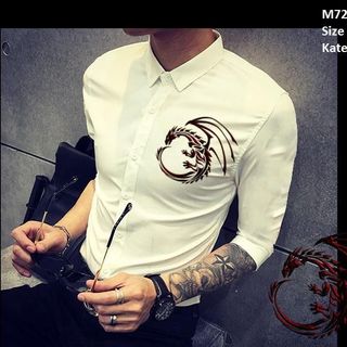M729 - ÁO SƠ MI DRAGON ĐEN ĐỎ ( 37 - NGỰC TRÁI)