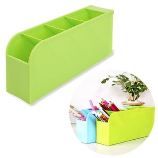 Hộp đựng viết, mỹ phẩm, cọ trang điểm 4 ngăn gọn gàng - Green
