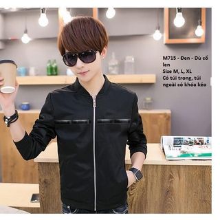 M715 - ÁO KHOÁC NAM CỔ LEN SỌC TRẮNG ĐEN NGANG NGỰC