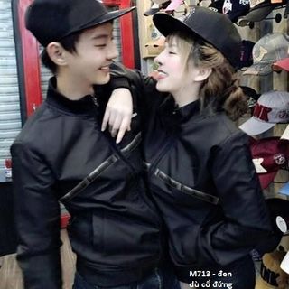 M713 - ÁO KHOÁC CẶP DÙ CỔ ĐỨNG SỌC TRẮNG ĐEN NGANG NGỰC