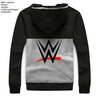 M695 - ÁO KHOÁC NAM XÁM ĐEN CÓ NÓN LOGO WWE ( 25 - SAU LƯNG)