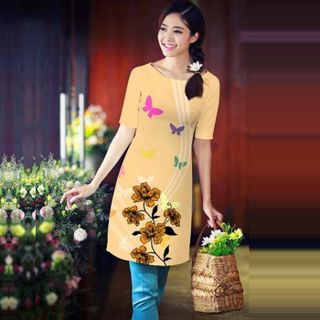 Áo dài cách tân có size XXXL: Họa Tiết Thổ Cẩm giá sale 145.000đ