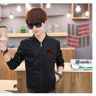 M672 - ÁO KHOÁC NAM DÙ LEN LOGO ĐEN ĐỎ 4 GÓC