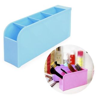 Hộp đựng viết, mỹ phẩm, cọ trang điểm 4 ngăn gọn gàng - Blue