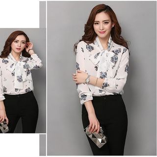 Áo Kiểu Họa Tiết Hoa Xinh Thắt Nơ Tigôn - Sale 85.000đ