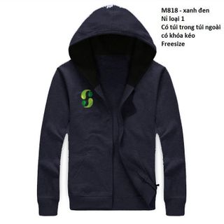 M818 - ÁO KHOÁC NAM NỈ CÓ NÓN LOGO XANH