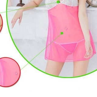 Đầm ngủ siêu mỏng màu tím ren trắng. Mã: 10490