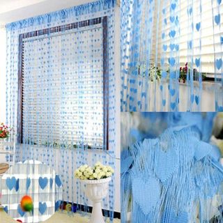Rèm cửa trái tim Vina 1m x 2m cho nhà thêm xinh - xanh biển
