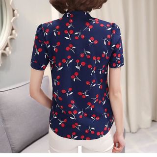 Áo sơ mi họa tiết cherry cổ trụ tay ngắn - TP886 - Sale 85.000đ