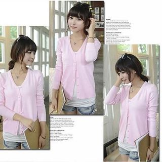 Áo khoác len nữ cổ tim nút ngọc trai Mã sản phẩm: 30948