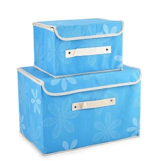 Combo 2 tủ vải khung cứng có nắp xinh xắn - xanh biển