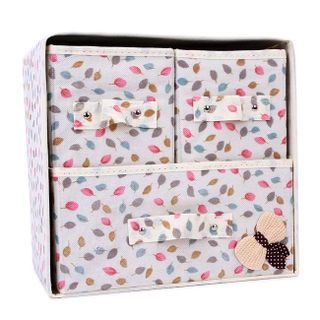 Tủ vải đựng đồ đa năng 3 ngăn khung cứng có nơ