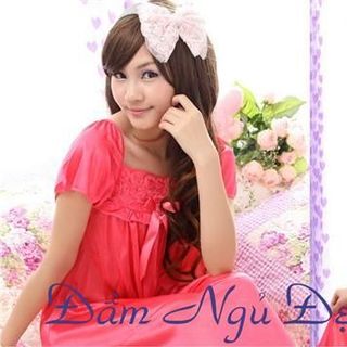 Đầm ngủ phi voan phối hoa hồng. Mã sản phẩm: 91868