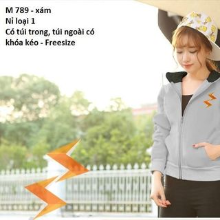 M789 - ÁO KHOÁC NỮ NỈ CÓ NÓN TIA SÉT