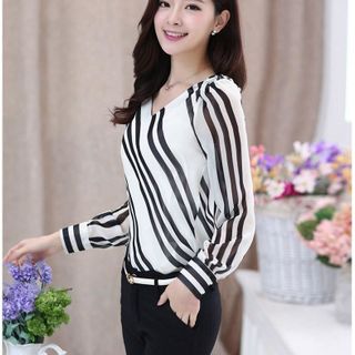 Áo kẻ sọc tay dài thời trang sale 85.000đ