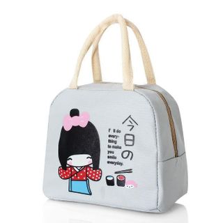 Túi giữ nhiệt xinh xắn cô gái Nhật loại dày cực cute - Xám