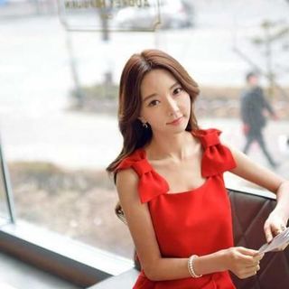 Đầm 2 lớp phối nơ vai cách điệu thời trang màu trắng-TP387