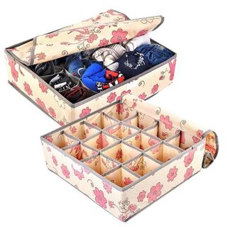 Hộp đựng đồ lót 32 ngăn 2 lớp khung cứng có nắp