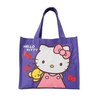 Túi đựng cơm + nước uống 3 ngăn loại trung Kitty tím.
