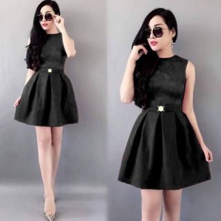 Đầm xòe phối ren kèm belt  MH: LD88-L155